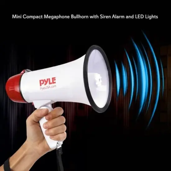 Pyle 30W PA Bullhorn Megaphone Speaker with Built-in Siren & LED Lights PMP37LED image {3}