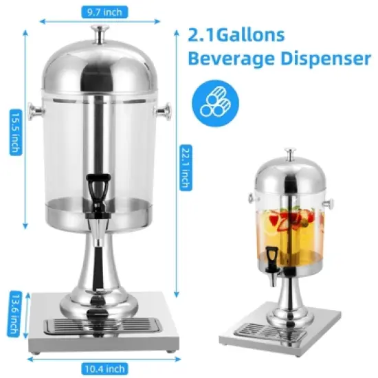 8L Beverage Dispenser, Hot & Cold Drink Dispensers for Home Parties Buffet Catering, Stainless Steel Water Juice Dispenser image {6}