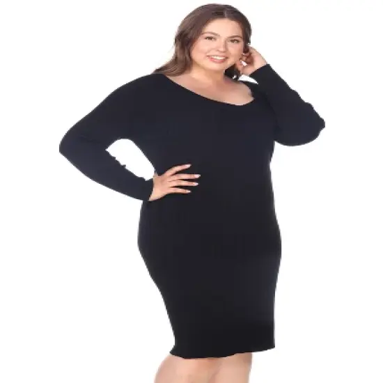 Women's Plus Size Long Sleeve Destiny Sweater Dress - White Mark image {1}