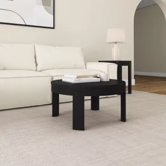 Plank+Beam Solid Wood Contour Round Coffee Table, 30" Coffee Table, Coffee Tables for Living Room, Modern Center Table for Small Spaces image {3}