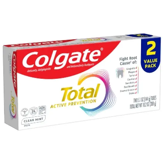Colgate Total Active Prevention Clean Mint Toothpaste - 5.1oz/2pk image {12}