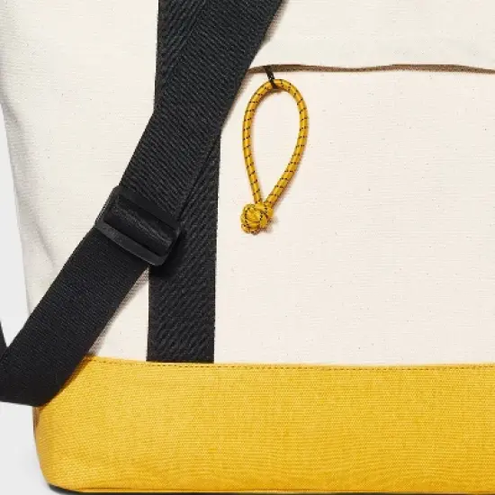 Men's Double Handle Tote Bag - Goodfellow & Co&trade; Beige/Yellow: Cotton Shell, Detachable Straps, 58.25" Strap image {3}