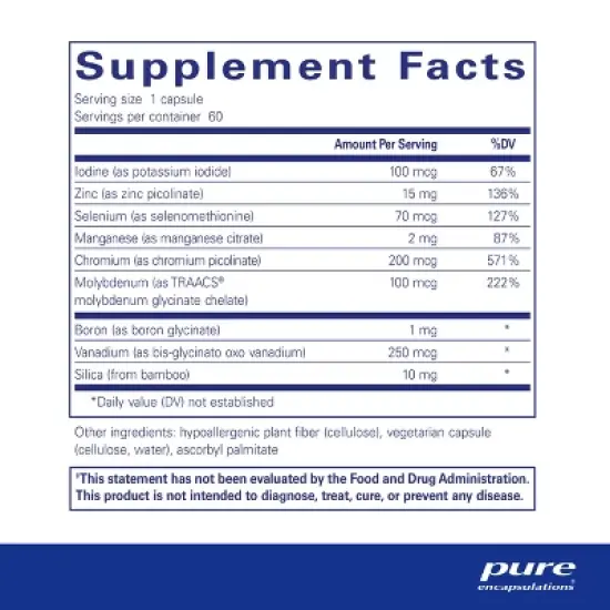 Pure Encapsulations Trace Minerals - Multimineral Supplement - Supports Metabolism & Cellular Function* - Gluten Free & Vegan - 60 Capsules image {1}