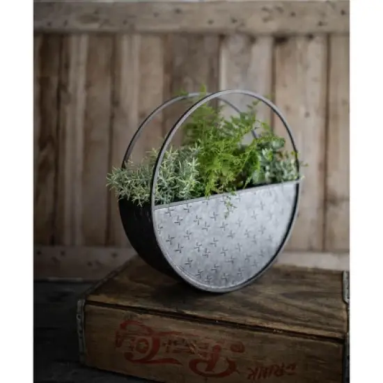 Round Black Metal Wall Planter - Foreside Home & Garden image {5}