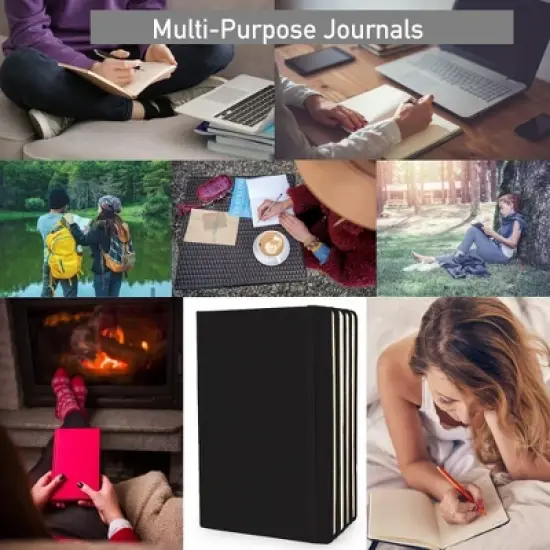 Paper Junkie A5 Dotted Hardcover Notebooks with Grid Design - Journals for Writing- 192 pages, 8 x 6 x .75 In (Black, 20 Pack) image {5}