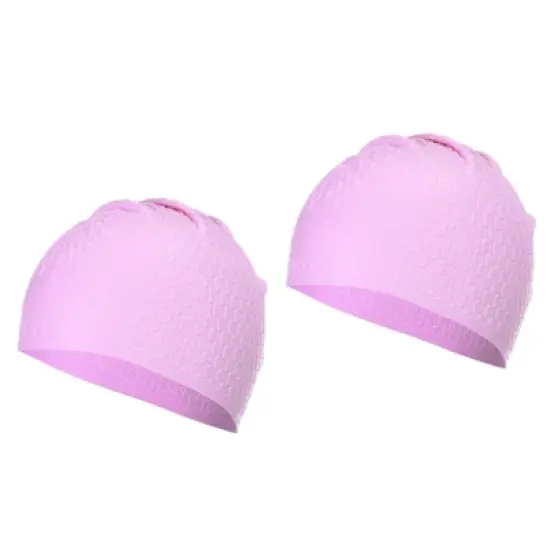 Unique Bargains Silicone Waterproof Non-Slip Bubble Textured Adult Swim Caps 2 Pcs image {5}