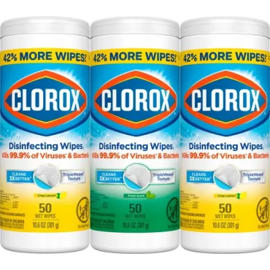 Clorox Lemon Disinfecting Wipes - 50ct/3pk image {13}