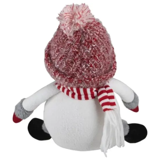 Northlight Sitting Winter Snowman Christmas Decoration - 16" - Red and White image {4}