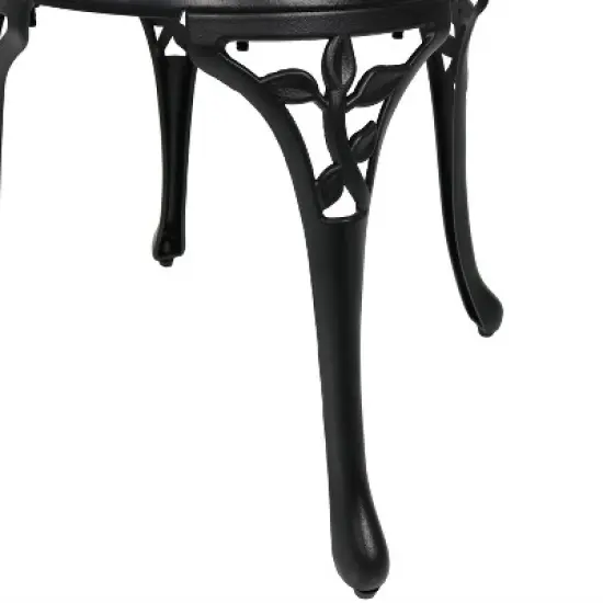 Sunnydaze Floral Design Cast Aluminum Outdoor Patio Bistro Set, Black, 3pc image {4}