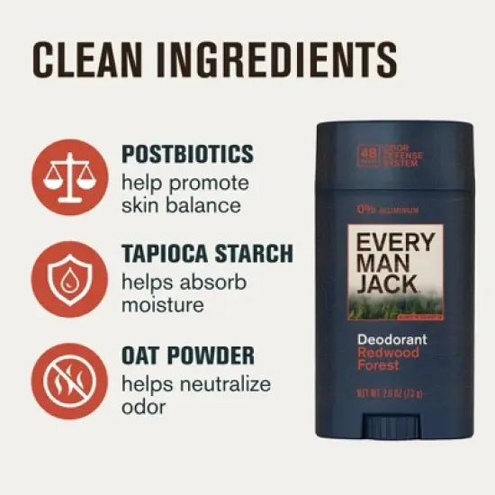 Every Man Jack 48-Hour Odor Defense Premium Deodorant - Redwood Forest - 2.6oz image {3}