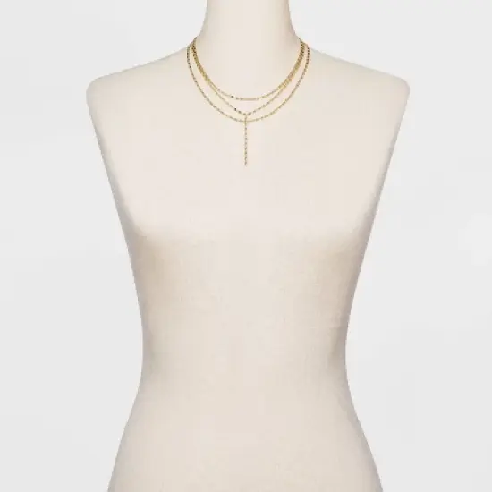 SUGARFIX by BaubleBar Layered Y-Chain Necklace - Gold image {1}