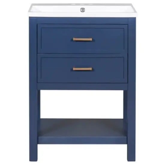 24" Bathroom Vanity with Top Sink and 2 Drawers, Blue - ModernLuxe image {3}