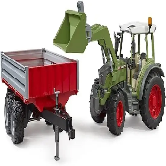Bruder Fendt Vario 211 with frontloader and trailer image {2}