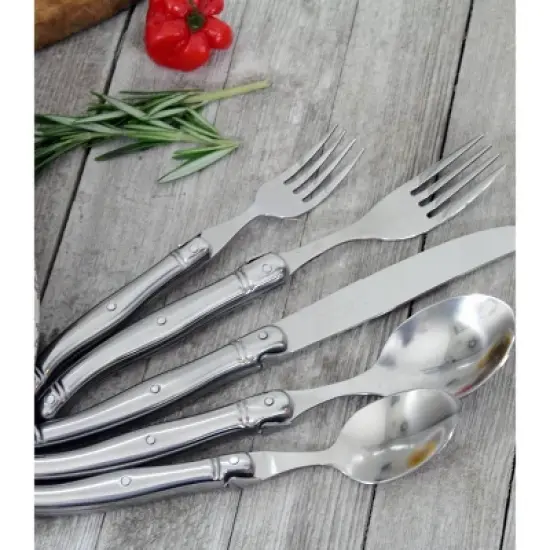 French Home Laguoile 20pc Stainless Steel Silverware Set Silver: Flatware Set, Service for 4, Dishwasher-Safe image {3}