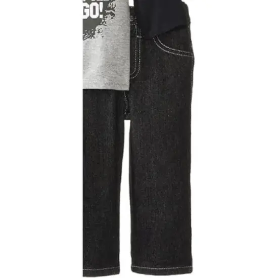 Disney Baby Boys' Mickey Mouse 3-Piece Vest, Shirt & Jeans Set, Red/Black, 12 Months image {3}