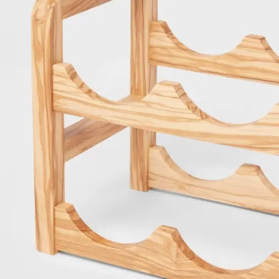 6 Bottles Olivewood Wine Rack Brown - Threshold&trade;: Countertop Holder, Freestanding, Multi-Compartments, Varnished Wood image {2}