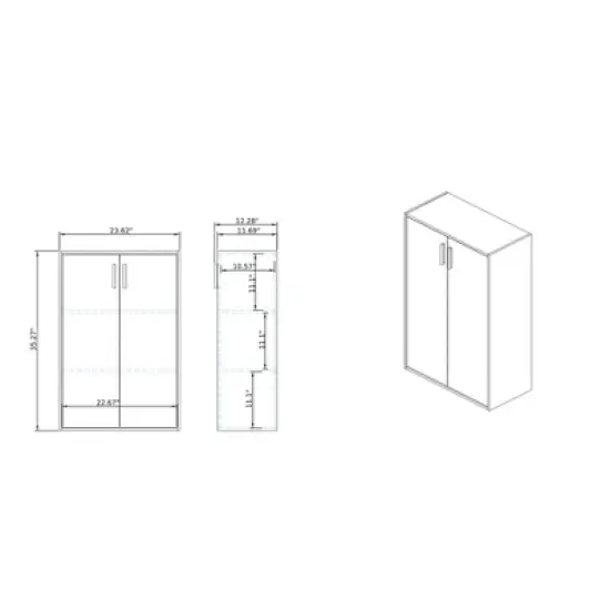 24/7 Shop At Home 35.27" Silkpath Modern 3 Tier Doors Stackable and Modular Bookcase image {11}