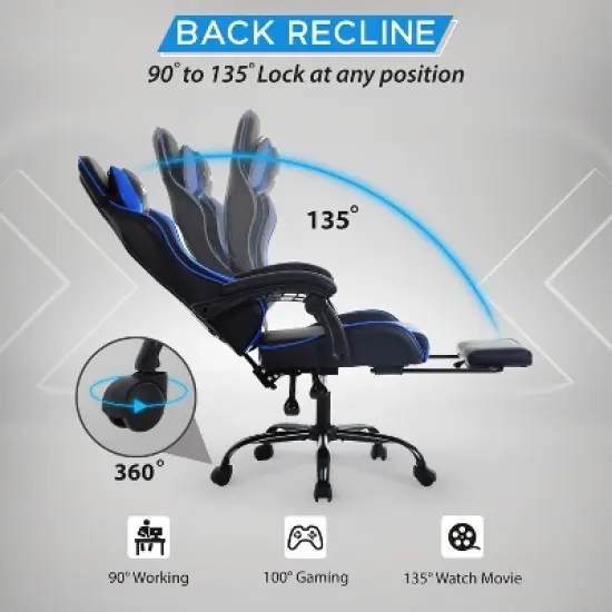 BestMassage Gaming Chair Office Computer Desk Chair Computer Chair with Footrest & Lumbar Support image {5}