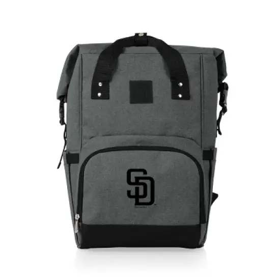MLB San Diego Padres On The Go Roll-Top Cooler Backpack - Heathered Gray image {8}