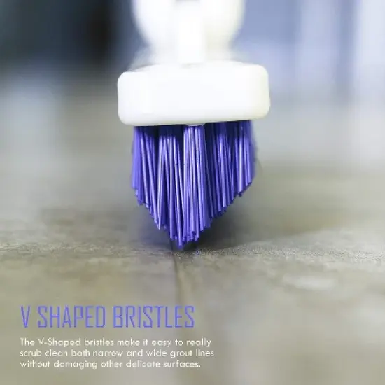 Grout Cleaner Brush with Telescopic Handle & Tough Bristles for Narrow & Wide Kitchen Shower Tub Tile Surfaces - by ELITRA HOME,Swivel Grout Scrubber image {3}