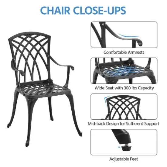 Yaheetech 3-Piece Patio Bistro Set for Garden Backyard Porch Balcon, Black image {4}