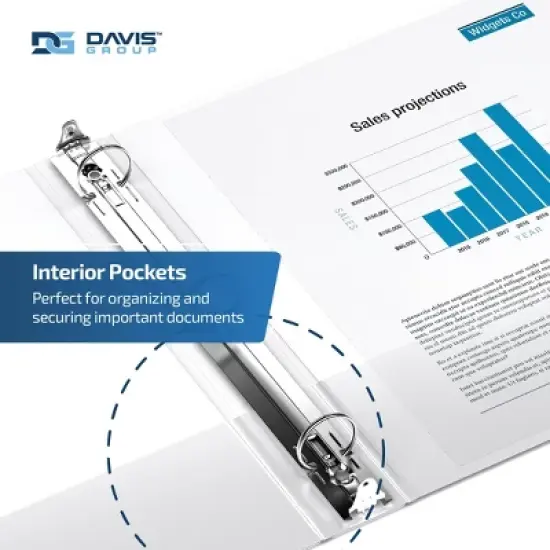 Easyview 2pk 1" Premium Angled D-Ring Binders 11x17" White: Hard Cover, Polypropylene, 225 Sheet Capacity, 2 Pockets image {5}