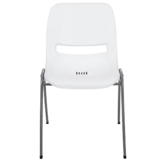 Emma and Oliver White Ergonomic Shell Student Stack Chair - Classroom Chair / Office Guest Chair image {2}