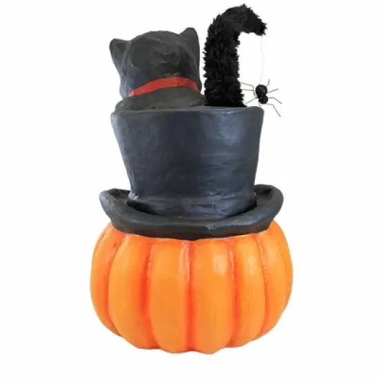 Bethany Lowe 21.0 Inch Top Hat Surprise Jack O' Lantern Halloween Figurine , Lightweight Halloween Decor Halloween Black Cat (1PC) image {1}