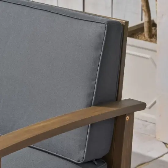 Perla 9pc Acacia Wood Sofa Conversational Set Gray/Dark Gray - Christopher Knight Home image {2}