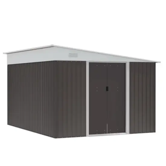 Outsunny 11' x 9' Steel Garden Storage Shed Outdoor Metal Lean To Tool House with Double Sliding Lockable Doors & 2 Air Vents image {7}