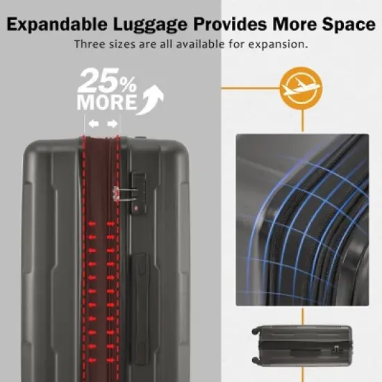 Lycvki 2 Piece 20in+24in Luggage Set with Bags and Expanable Spinner Wheels with TSA Lock image {9}