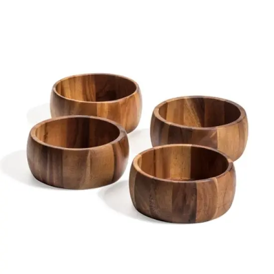 Kalmar Home Solid Acacia Wood Individual Salad Bowl Set of 4 image {2}