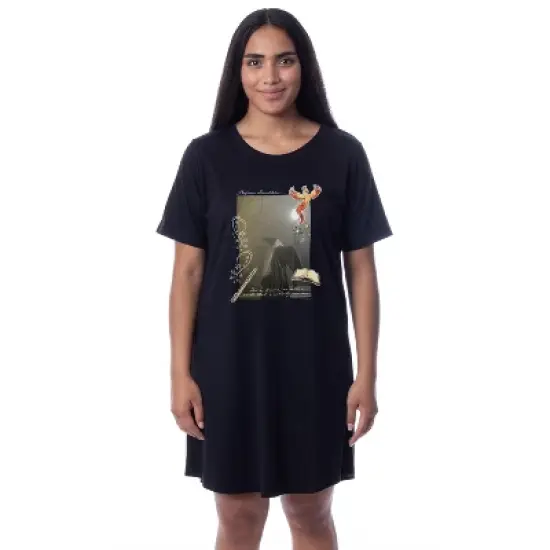 Harry Potter Womens' Albus Dumbledore Photograph Sleep Pajama Shirt Black image {3}