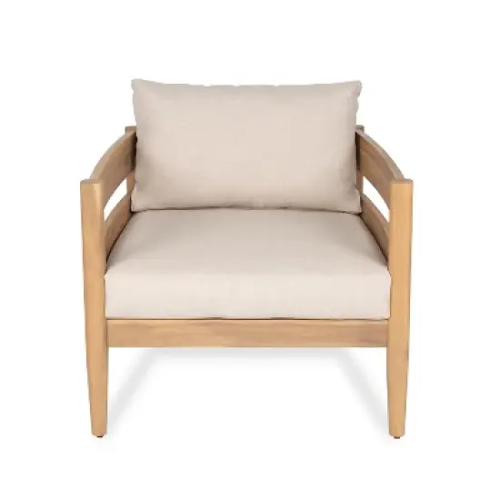 Christopher Knight Home Fritz Outdoor Rustic Upholstered Club Chair with Slat Paneling image {1}