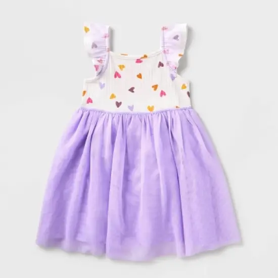 Toddler Girls' Adaptive Flutter Sleeve Tulle Dress - Cat & Jack&trade; Almond Cream image {4}