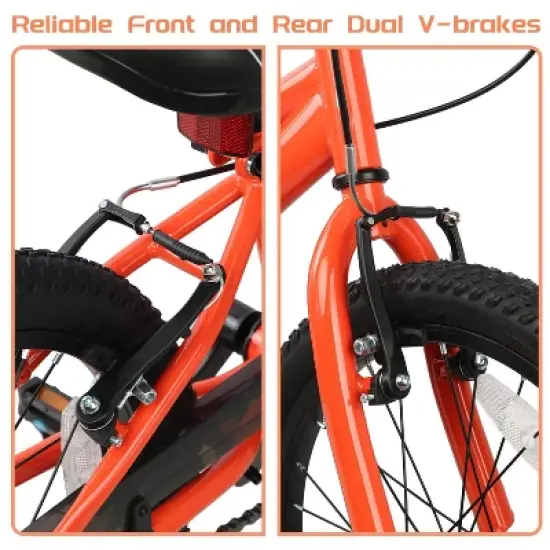 Itopfox Retro Style Kids Bike for Boys and Girls, High Carbon Steel Bicycle with Adjustable Handlebars and Seat, Dual V-Brakes, Kickstand image {7}