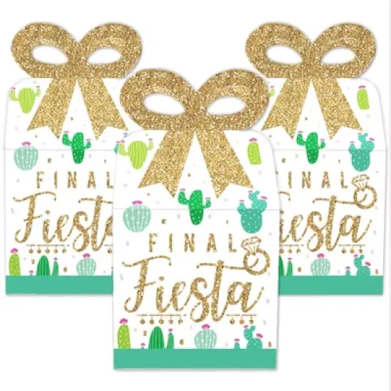 Big Dot of Happiness Final Fiesta - Square Favor Gift Boxes - Last Fiesta Bachelorette Party Bow Boxes - Set of 12 image {1}