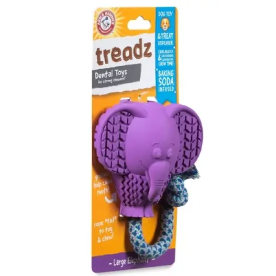 Arm & Hammer 3.34" Treadz Large Elephant Dog Rope Plush Toy - Purple image {2}