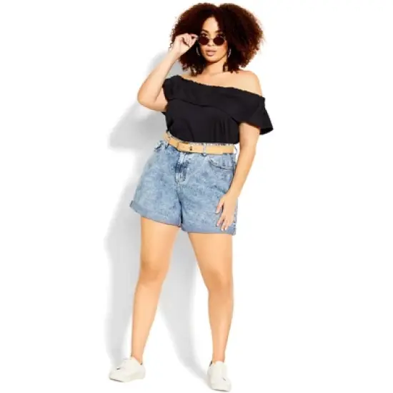 Women's Plus Size Denim Lounge Short - vintage wash | CITY CHIC image {3}