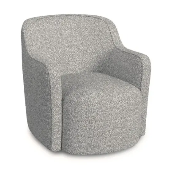 HomePop Upholstered Swivel Accent Chair White/Gray Boucle image {5}
