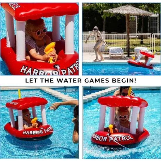 Zone Tech Inflatable Pool Floats &ndash; 2 Sizes Fire Rescue Inflatable Boat Pool Float Ride On with Water Toy Squirter , Pool Raft for Kids and Toddler image {5}