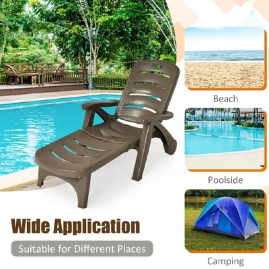 Tangkula 2 PCS Patio Chaise Lounge Chair 5-Position Folding Recliner for Beach Poolside Backyard image {4}