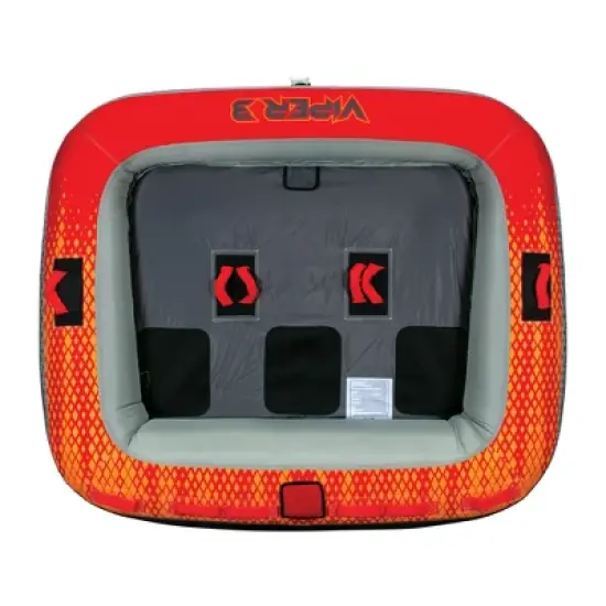 Connelly 67220010 Viper 3 Person Inflatable Ride On Water Inner Tube with 2-Way Towing Technology, Safety Straps, and Mesh Bottom, Red image {2}