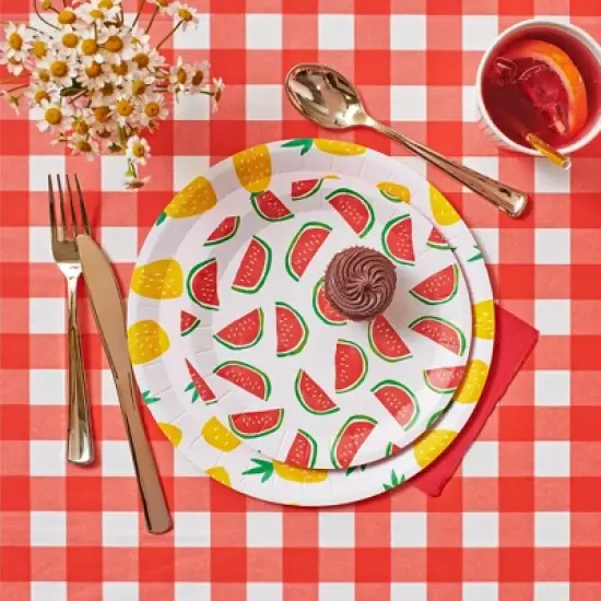 Coterie Party Red Gingham Paper Tablecloth image {1}