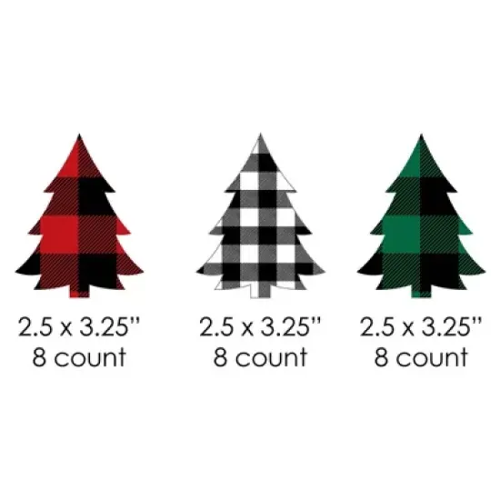 Big Dot of Happiness Holiday Plaid Trees - Paper Straw Decor - Buffalo Plaid Christmas Party Striped Decorative Straws - Set of 24 image {1}