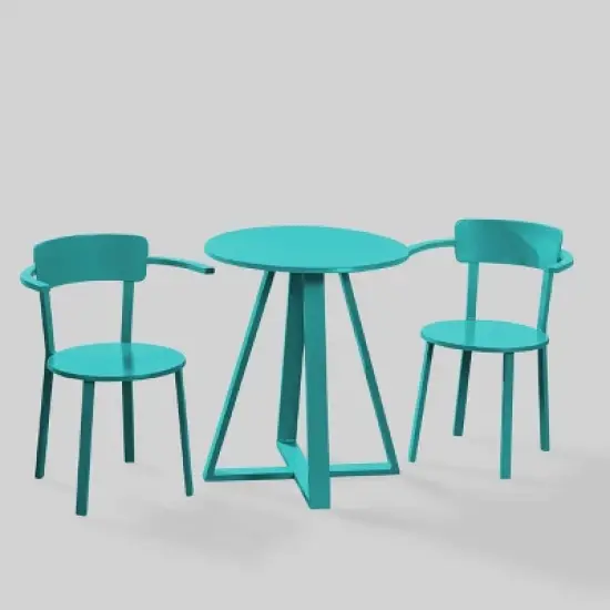 Haiti 3pc Iron Patio Bistro Set - Matte Teal - Christopher Knight Home image {1}