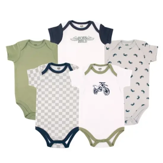 Hudson Baby Infant Boy Cotton Bodysuits 5pk, Dirt Bike image {1}