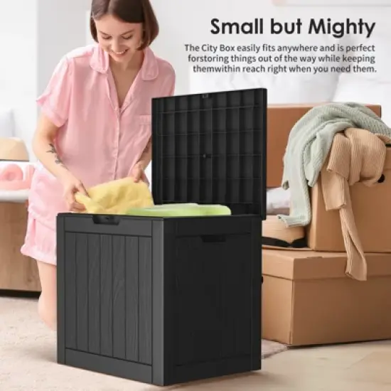 SEVOBAL Deck Boxes 30 Gal Outdoor Storage Deck Box, All-Weather Resistant Patio Deck Storage Box Container, Black, 22.09"*17.09"*20.87" image {3}