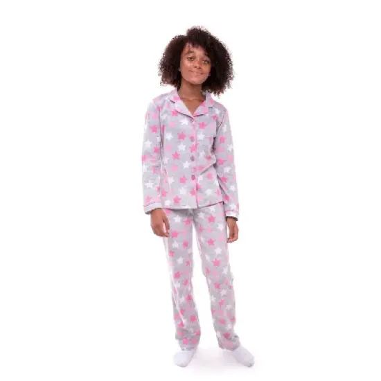 Sleep On It Girls Starry Night 2-Piece Button Up Fleece Coat Pajama Sleep Set image {1}