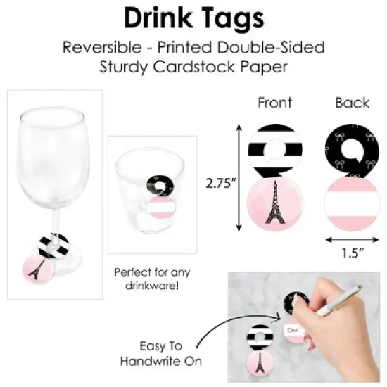 Big Dot of Happiness Paris, Ooh La La - Paris Themed Baby Shower or Birthday Party Paper Charger & Table Decorations Chargerific Kit for 8 image {4}